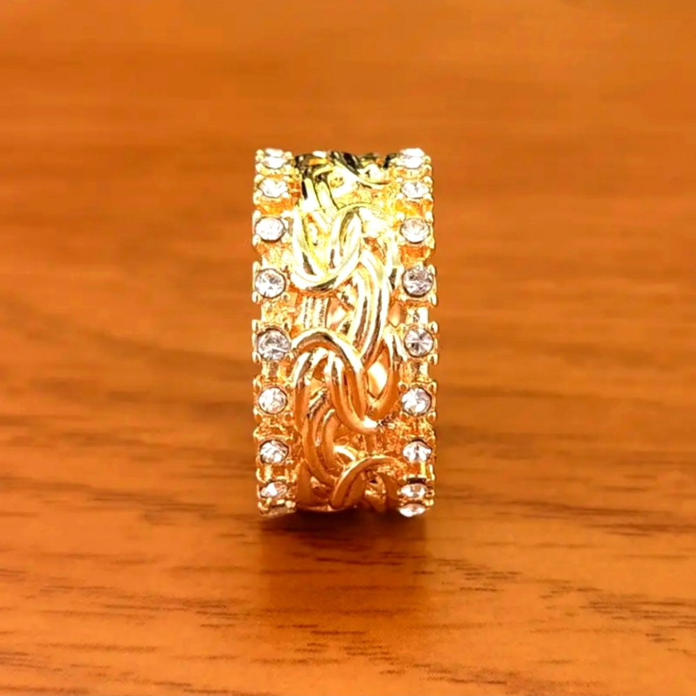 Gold glam faux Byzantine high gloss ring. Stack up and save